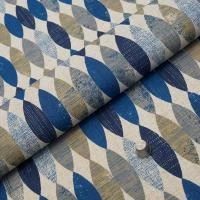 Полулен Разноцветная геометрия на сером, 140 г/м2,150 см