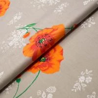 Полулен Маки  с белыми цветами на сером
