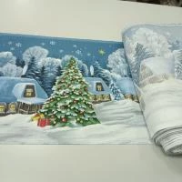 Вафельная ткань Новогодние шары  , 50 см